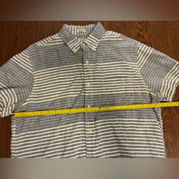 J. Crew Blue and White Striped Irish Linen Short Sleeve Button Up - Size M - Picture 7 of 7